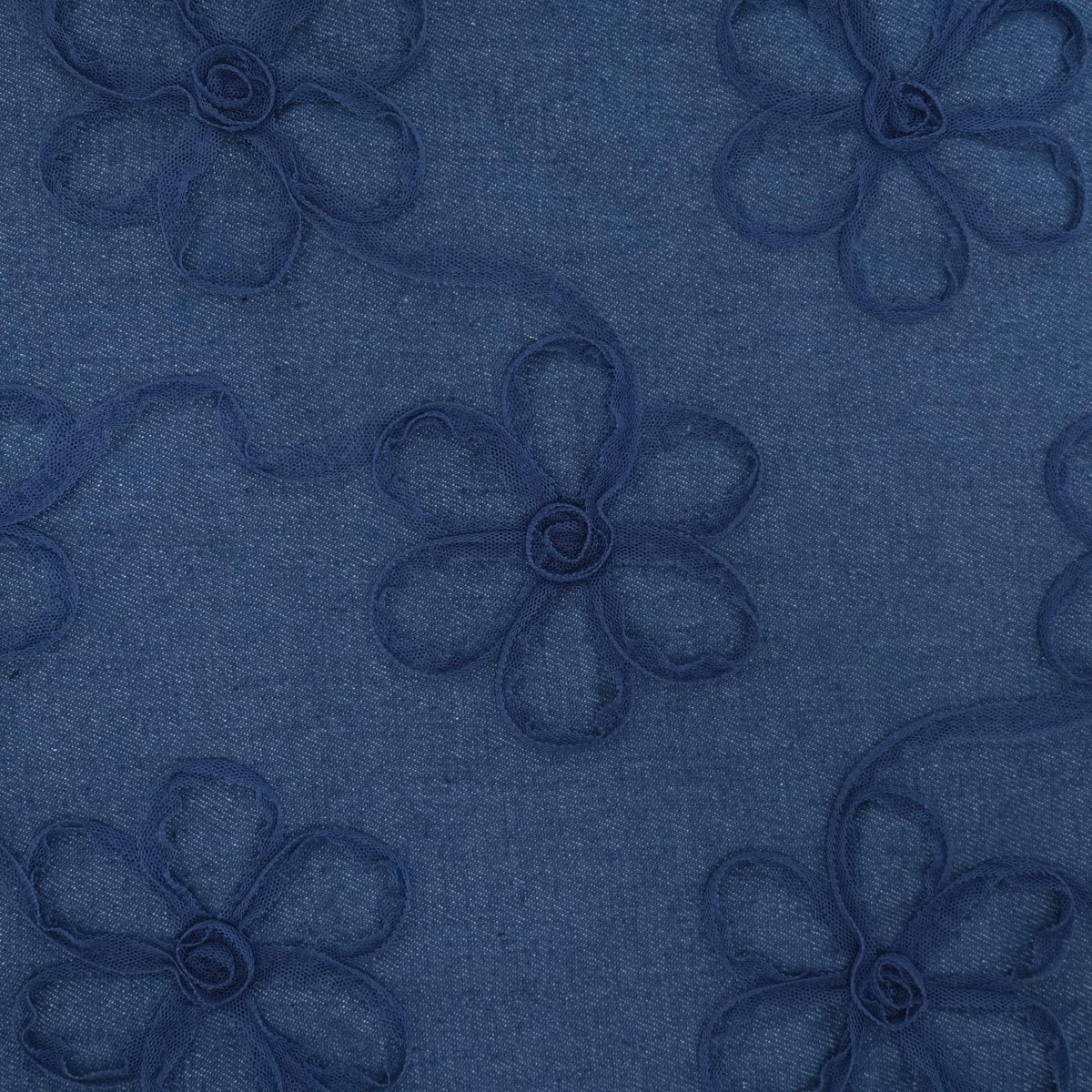 Jean Broderie Tulle Flora Bleu Moyen - Maison Klem